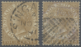 O Malaiische Staaten - Straits Settlements: 1883, QV 4c. Brown With Wmk. Crown CA Two Shades With Vari - Straits Settlements