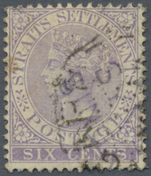 O Malaiische Staaten - Straits Settlements: 1884, QV 6c. Lilac With INVERTED Crown CA Wmk. Used With P - Straits Settlements