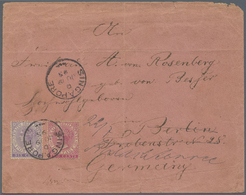 Br Malaiische Staaten - Straits Settlements: 1895 Cover From Singapore To Berlin, Redirected To Schlach - Straits Settlements