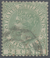 O Malaiische Staaten - Straits Settlements: 1883-91 QV 24c. Yellow-green, WATERMARK INVERTED, Used, Fr - Straits Settlements