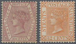 * Malaiische Staaten - Straits Settlements: 1887/1891, QV Definitives 30c. Claret And 32c. Orange-verm - Straits Settlements