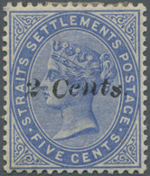 * Malaiische Staaten - Straits Settlements: 1887, 2 Cents On 5c. Bue Showing Variety "Dropped C And S - Straits Settlements
