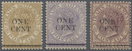 * Malaiische Staaten - Straits Settlements: 1892 QV 1c. On 4c., 1c. On 6c. And 1c. On 12c. All With WA - Straits Settlements