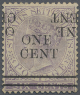 * Malaiische Staaten - Straits Settlements: 1892 QV 1c. On 6c. Lilac, Variety "Surcharge Double, One I - Straits Settlements
