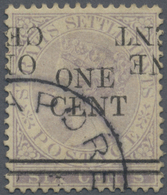 O Malaiische Staaten - Straits Settlements: 1892 QV 1c. On 6c. Lilac, Variety "Surcharge Double, One I - Straits Settlements