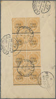 Br Malaiische Staaten - Straits Settlements: 1898, 1 C On 8 C Orange QV, Block Of Eight As Multiple Fra - Straits Settlements