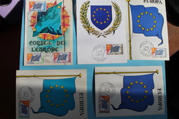 DRAPEAU  EUROPEEN   5   CARTES  MAXIMUM  DIFFERENTES - Lettres & Documents