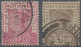 O Malaiische Staaten - Straits Settlements: 1892-99 QV 3c. Carmine-rose With "Malformed S" And 3c. Bro - Straits Settlements