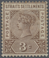 (*) Malaiische Staaten - Straits Settlements: 1892-99 QV 3c. Brown, WATERMARK INVERTED, Unused Without G - Straits Settlements