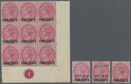 **/*/ Malaiische Staaten - Straits Settlements: 1899 QV "FOUR CENTS" On 5c. Carmine, Bottom Right Corner P - Straits Settlements