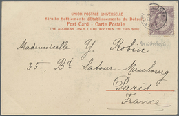 Br Malaiische Staaten - Straits Settlements: 1905. Picture Post Card To France Bearing SG 128, 3c Purpl - Straits Settlements