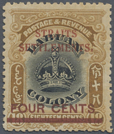 * Malaiische Staaten - Straits Settlements: 1906-07 4c. On 18c. Black & Pale Brown, Variety "No Stop A - Straits Settlements