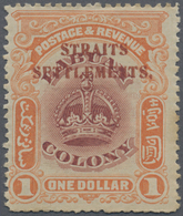 * Malaiische Staaten - Straits Settlements: 1906-07 $1 Claret & Orange, PERFORATED 15, Mounted Mint, B - Straits Settlements