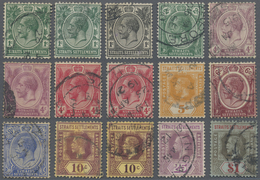 O Malaiische Staaten - Straits Settlements: 1912-23 KGV. Watermark Varieties: Group Of 15 Different St - Straits Settlements