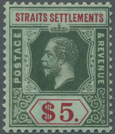 * Malaiische Staaten - Straits Settlements: 1913, KGV $5 Green/red On Green With White Back Showing Va - Straits Settlements