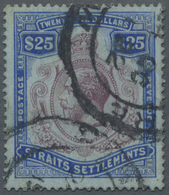 O Malaiische Staaten - Straits Settlements: 1912, KGV $25 Purple/blue On Blue With Wmk. Mult. Crown CA - Straits Settlements