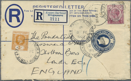 GA Malaiische Staaten - Straits Settlements: 1927, 10 C Blue KGV Registered Postal Stationery Envelope, - Straits Settlements