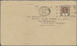 Br Malaiische Staaten - Straits Settlements: 1936, 5 C Brown KGV, Single Franking On Cover With 4-line - Straits Settlements