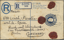 GA Malaiische Staaten - Straits Settlements: 1929, 15 C Blue KGV Registered Postal Stationery Envelope, - Straits Settlements