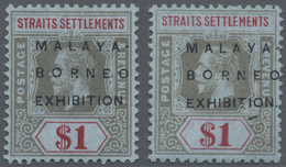 * Malaiische Staaten - Straits Settlements: 1922, Malaya-Borneo Exhibition $1 Black And Red/blue Wmk. - Straits Settlements