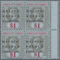 /** Malaiische Staaten - Straits Settlements: 1922 Malaya-Borneo Exhibition $1 Black & Red/blue, Wmk Mul - Straits Settlements