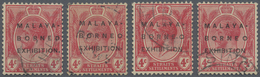 O Malaiische Staaten - Straits Settlements: 1922, Malaya-Borneo Exhibition 4c. Red Wmk. Mult. Script C - Straits Settlements