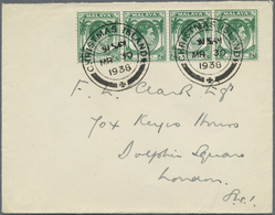 Br Malaiische Staaten - Straits Settlements: 1938, Christmas Island, Strip Of Four 2 C Green KGVI, Mult - Straits Settlements