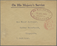 Br Malaiische Staaten - Straits Settlements: 1939, O.H.M.S. Stampless Cover With Purple Oval Dater H.Q. - Straits Settlements