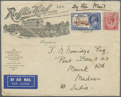 Br Malaiische Staaten - Straits Settlements: 1935. Illustrated 'Raffles Hotel' Air Mail Envelope (opein - Straits Settlements