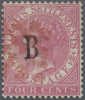 O Malaiische Staaten - Straits Settlements - Post In Bangkok: 1882-85 QV 4c. Rose, Wmk Crown CC, Optd. - Straits Settlements