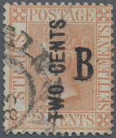 O Malaiische Staaten - Straits Settlements - Post In Bangkok: 1882-85 QV "TWO CENTS" (wide "E") On 32c - Straits Settlements