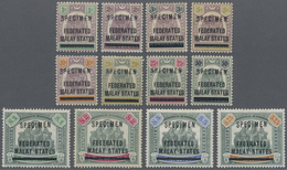 Malaiischer Staatenbund: 1900 Complete Set Of 12 Up To $25 Overprinted "SPECIMEN", Mounted Mint, Few - Federated Malay States