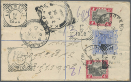 GA Malaiischer Staatenbund: 1908, Registration Envelope 10 C. Uprated 4 C. (2) Tied "GOPENG 2 DE 1908" - Federated Malay States