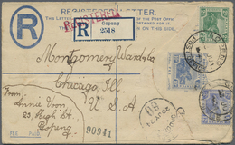 GA Malaiischer Staatenbund: 1924, 10 C Ultramarine Tiger Registered Pse Uprated With 2 C Green And 12 C - Federated Malay States