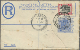 GA Malaiischer Staatenbund: 1914, 10 C Ultramarine Tiger Registered Pse (min. Stains) Uprated With 4 C - Federated Malay States