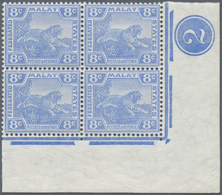 **/* Malaiischer Staatenbund: 1910, Tiger Definitive 8c. Ultramarine With Wmk. Mult. Crown TO RIGHT Of CA - Federated Malay States