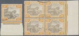 O Malaiischer Staatenbund: 1905, Tiger Definitive 50c. Grey And Orange From Lower Margin With INVERTED - Federated Malay States
