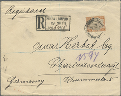 Br Malaiischer Staatenbund: 1911, 50 C Grey/orange Tiger, Exact Rate Single Franking On Registered Cove - Federated Malay States