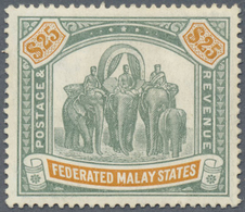 * Malaiischer Staatenbund: 1909, Elephant Definitive $25 Green And Orange With Wmk. Mult. Crown CA Min - Federated Malay States