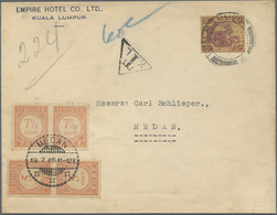 Br Malaiischer Staatenbund: 1925, 5 C Mauve On Yellow On Insufficiently Franked Cover From Empire Hotel - Federated Malay States