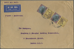 Br Malaiischer Staatenbund: 1934, 2 X 10 C Purple On Yellow And 2 X 1 $ Black/red On Blue, Mixed Franki - Federated Malay States