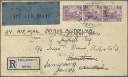 Br Malaiischer Staatenbund: 1931, 3 X 25 C Purple/magenta Multiple Franking On Registered Airmail Cover - Federated Malay States