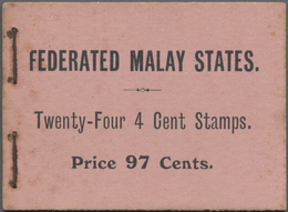 ** Malaiischer Staatenbund: 1919 BOOKLET 97c. Containing 24 Stamps 4c. Scarlet In Panes Of Six And Inte - Federated Malay States