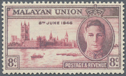 * Malaiische Staaten - Britische Militärverwaltung: 1946, UNISSUED Victory Issue 8c. Carmine (discolou - Malaya (British Military Administration)