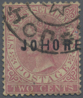 O Malaiische Staaten - Johor: 1884-86 QV 2c. Pale Rose Overprinted "JOHORE" (16 Mm) With "H" And "E" W - Johore