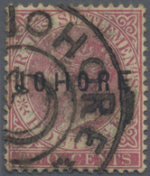 O Malaiische Staaten - Johor: 1884-86 QV 2c. Pale Rose Overprinted "JOHORE" (16¾ Mm) With "H" And "E" - Johore