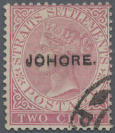 O Malaiische Staaten - Johor: 1884-86 QV 2c. Pale Rose Overprinted "JOHORE." (SG Type 6), Used And Can - Johore