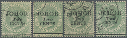 O Malaiische Staaten - Johor: 1891, Straits Settlements QV 24c. Green With Opt. 'JOHOR / Two / CENTS' - Johore