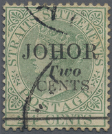 O Malaiische Staaten - Johor: 1891 2c. On 24c. Green, Ovpt. Type 17, Variety "Thin, Narrow J", Used An - Johore