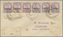 Br Malaiische Staaten - Johor: 1896 Coronation Short Set Of Six To 6c. Used On Registered Philatelic Co - Johore